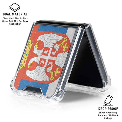 Serbia Flag Distressed Galaxy Z Flip6 Clear Case